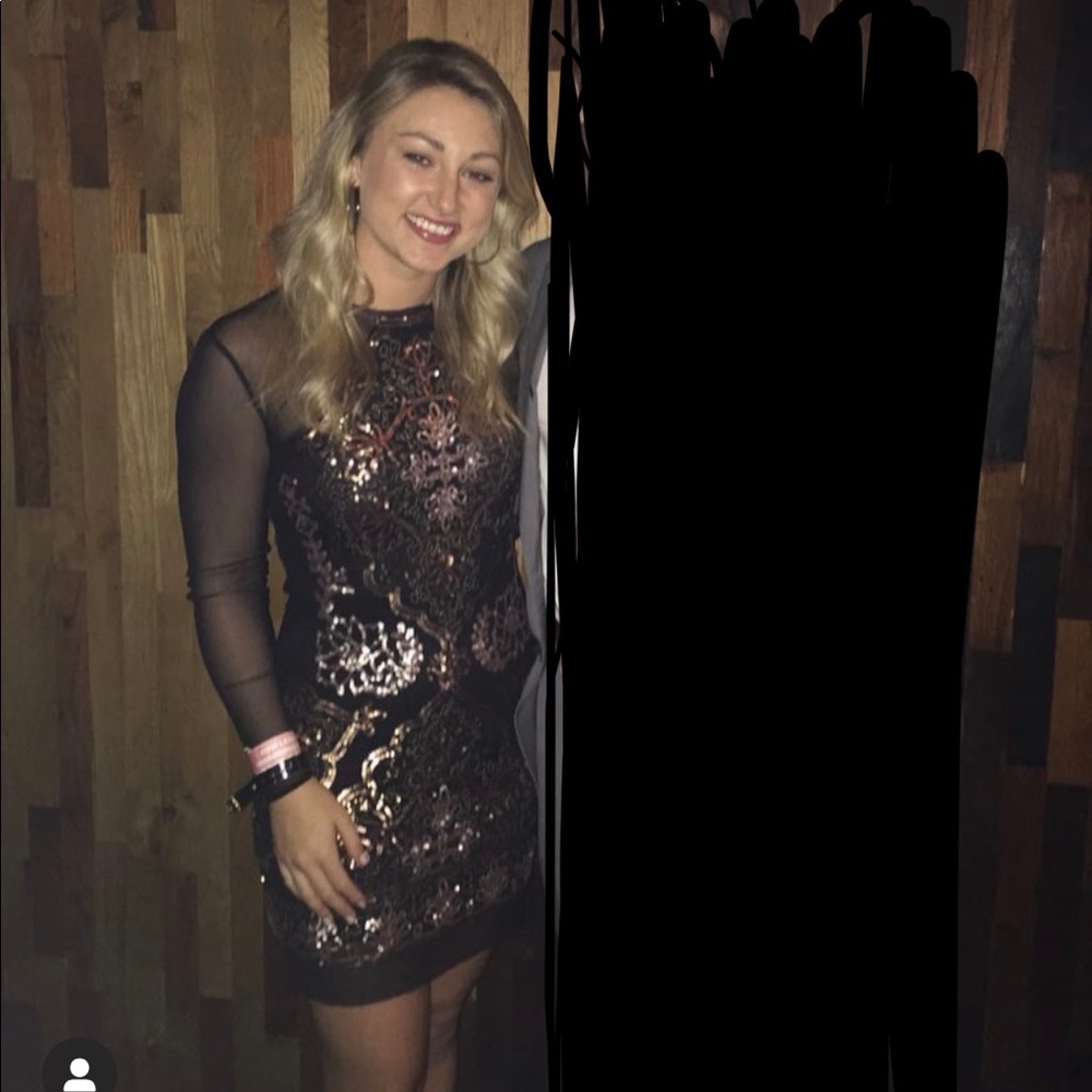 Chelsea & Violet Sequin Dress w/ Sheer Sleeves